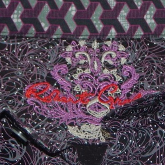 Robert Graham BRIGGS Men’s Button Front Long Sleeve Shirt Purple Black Large NWT - Picture 6 of 8